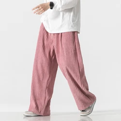 Autumn Men's Casual Trousers Fashion Streetwear Harem Pants Men Solid Color Vintage Corduroy Loose Wide Leg Pants Couple Trouser