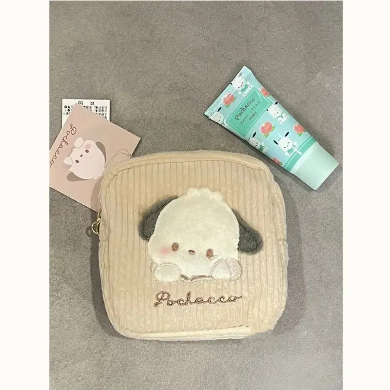 Cherry Embroidery Pencil Bag Plush Pencil Case Stationery Pouch Bag Bear Lambwool Pencil Pen Pouch Cute School Supplies