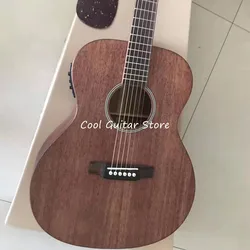 Natural Wood Color Acoustic Guitar,OM Style, Matt Finished Body,Bone Nut, 39 Inches, All Maho Wood, Free Shipping