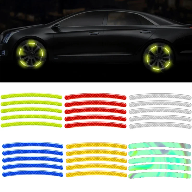 20PCS Reflective Stickers For Car Wheels Night Fluorescent Tire Safety Warning Stickers Personalized Decorative Car Stickers