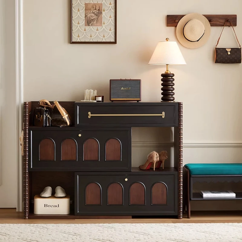 

Винтажная деревянная тумба для обуви с ящиками, современная обувница для экономии места, мебель для дома