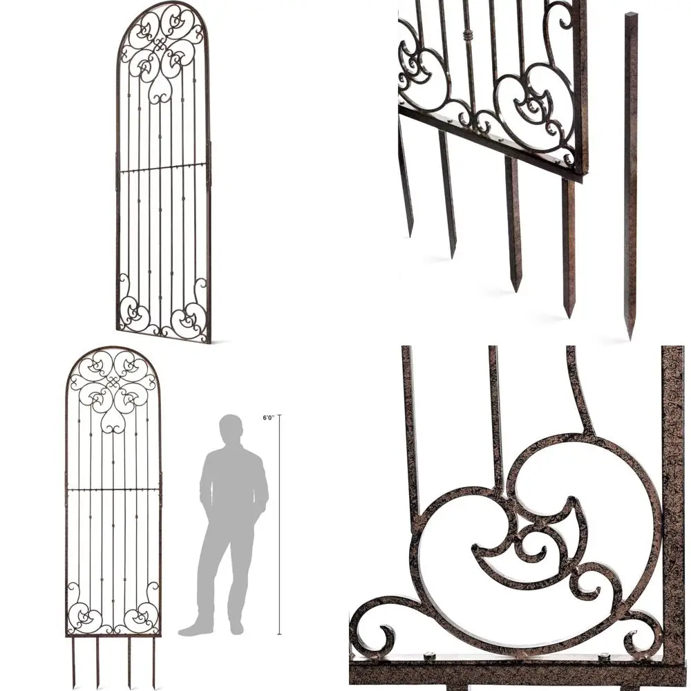 

Элегантная садовая решетка из кованого железа на 8 футов с дизайном прокрутки для уличных розовых и клематических вьющихся растений