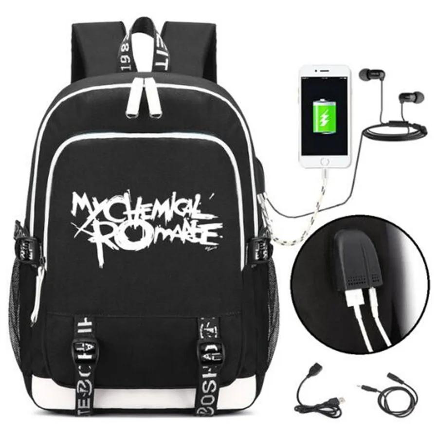 My Chemical Romance Punk Rock Stampa Zaino Zaini da uomo Zaino Studenti Borse da scuola Bagpack Borsa per laptop