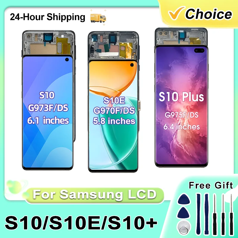 TFT Quality With Frame For Samsung S10 Plus S10+ LCD Display Digital Touch Screen For Samsung S10 S10E Screen Replacement Parts