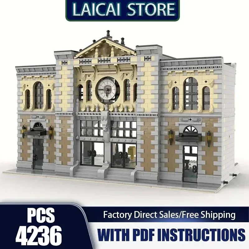 

Moc Building Bricks Modular The Central Train Station Technology Blocks Street View Model Gifts Christmas Toys DIY Sets Assembly
