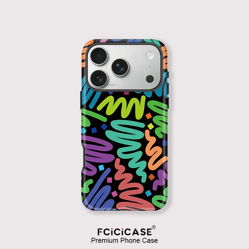 

Чехол для телефона Fcicicase для iPhone 16 Pro Max 15, 14, 13, 12, 11, 17 Air для Magsafe, роскошный магнитный противоударный чехол с красочными линиями