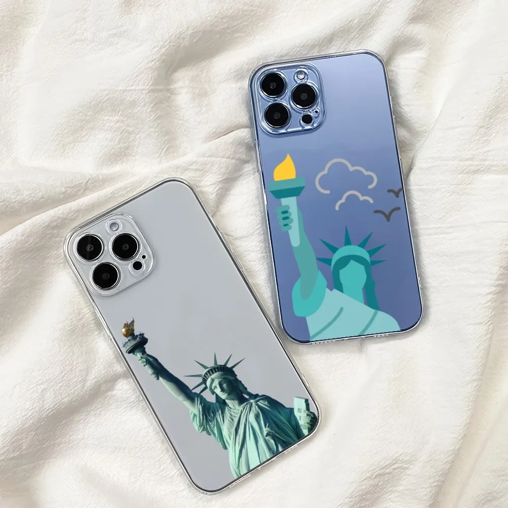 USA Statue of liberty art Phone Case For Samsung GalaxyS20 S21 S22 S23 FE Lite Plus A71 Note20 Transparent Shell