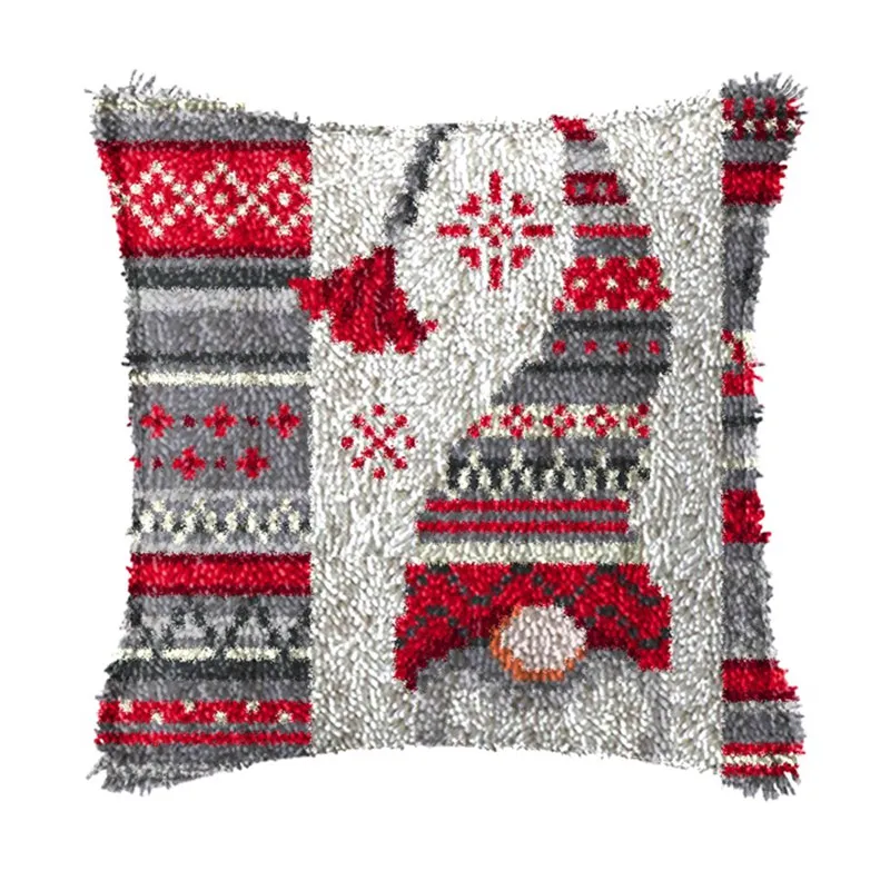 Snowman Elk Christmas Latch Hook Kits Smyrna Pillowcase Knot Pillow Package Latch Hook Kit For Needlework Embroidery Cushion