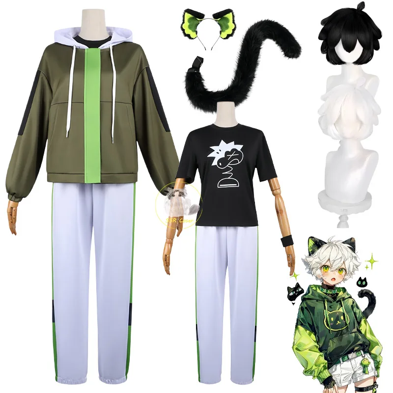 Costumes de cosplay d'Anime Luo Xiaohei, perruque, uniforme de cosplay de La Légende de Luoxiaohei, couvre-chef, queue, vêtements d'Halloween pour hommes