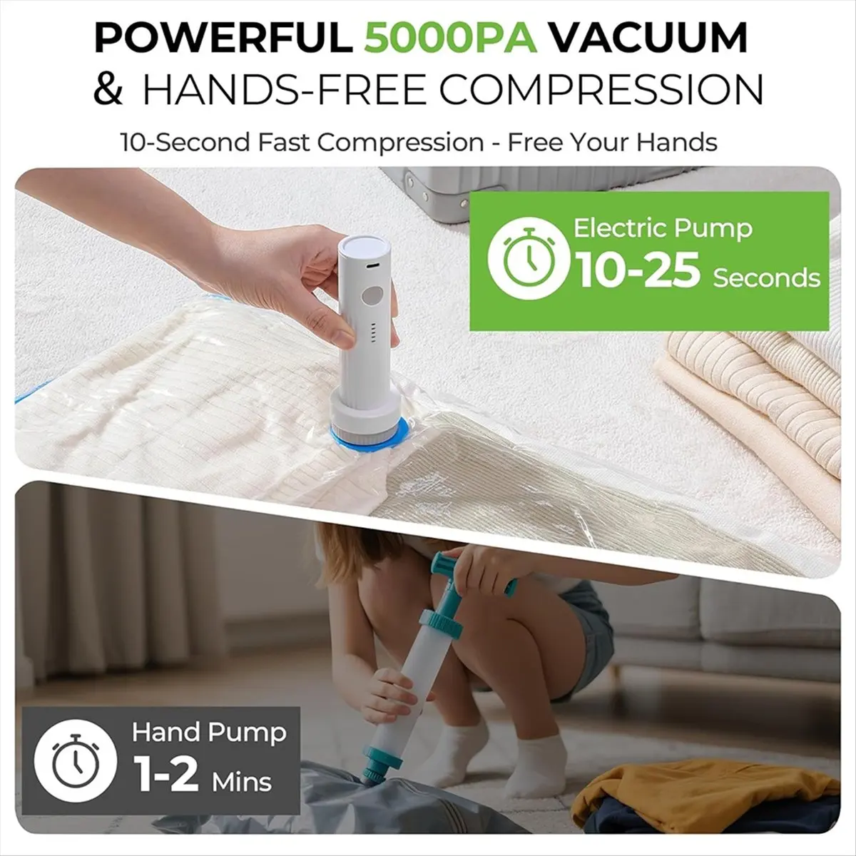 15Pack Travel Vacuum Storage Bags with Wireless Electric Pump Space Saver for Luggage Vacuum Seal Bags