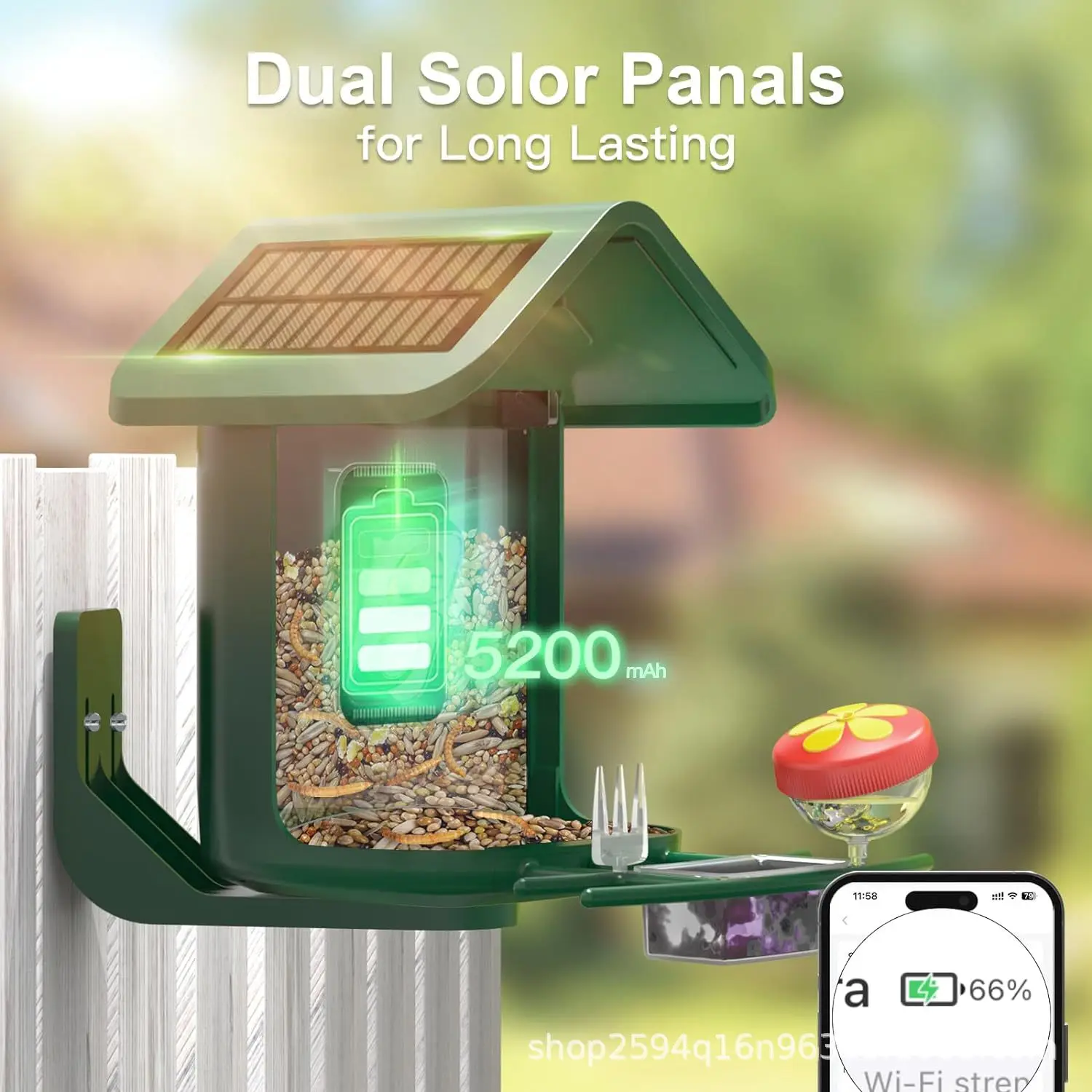 Smart bird feeder with camera Solar five metal outdoor high definition with lens Hummingbird