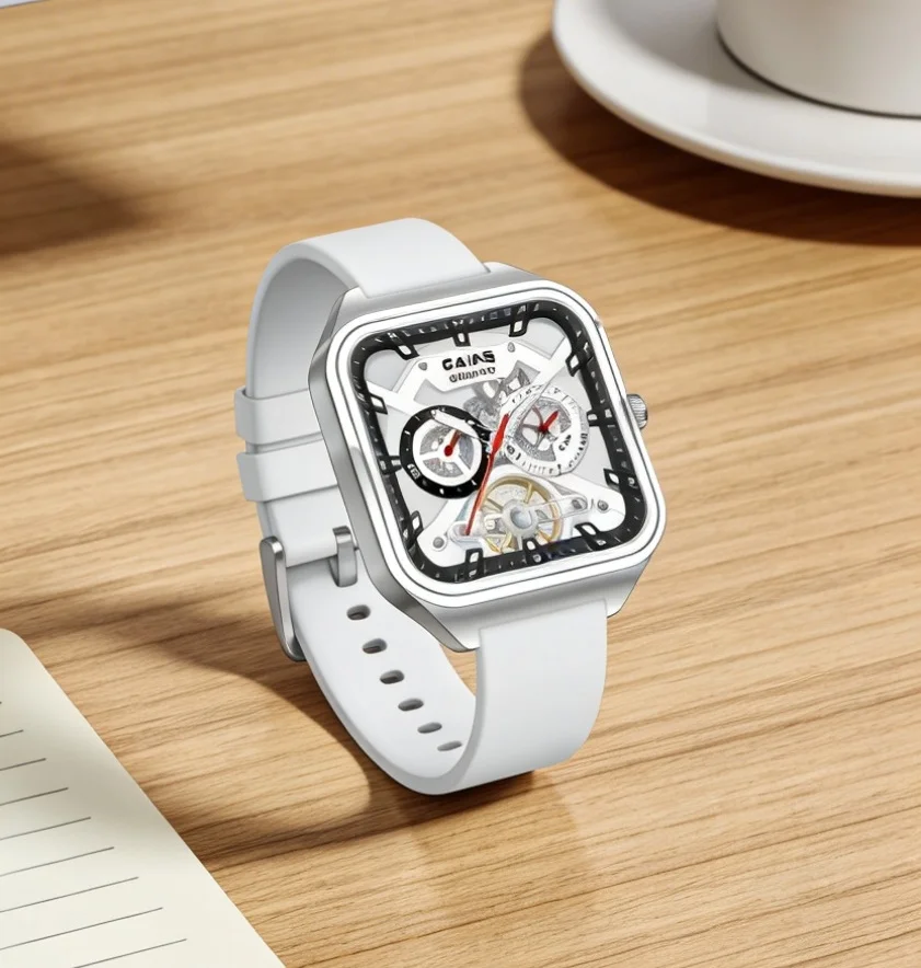 CAIAS Men's Square Digital Watch: Stylish and Elegant, with a Choice of Steel or Rubber Straps