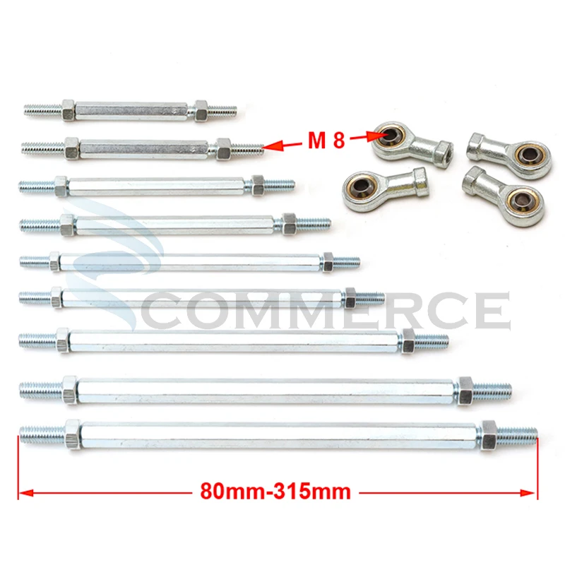 1pair 80mm-315mm Steering Tie Rod kit M8 Ball Joint For 49cc Electric Mini Kids ATV Go Kart Buggy Quad Dirt Pit Bike Accessories