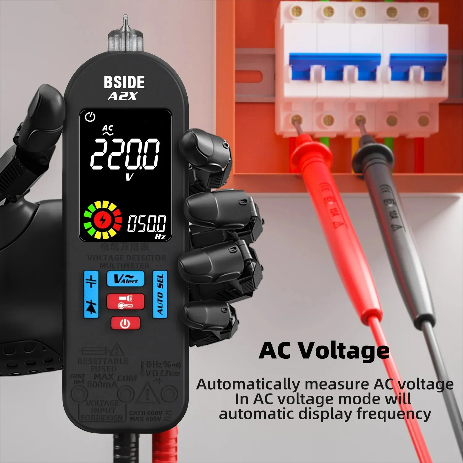 BSIDE Smart Digital Multimeter Rechargeable Professional Automatic Voltage Tester Handheld VFC AC DC Diode Capacitor Resistance