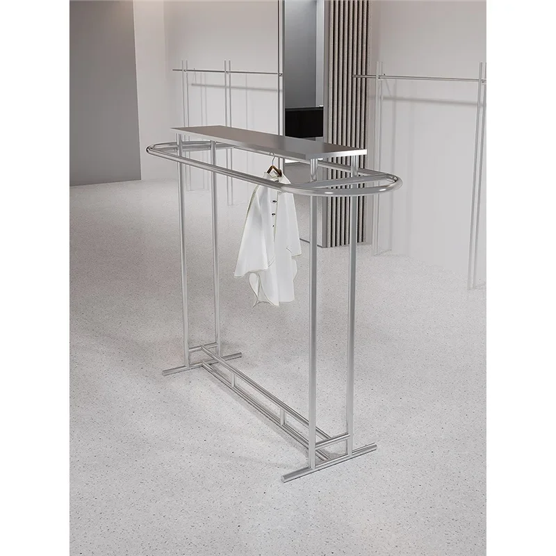 Clothing store display rack Display rack Floor-to-ceiling stainless steel brushed Nakajima double-row hanging clothes rack Women