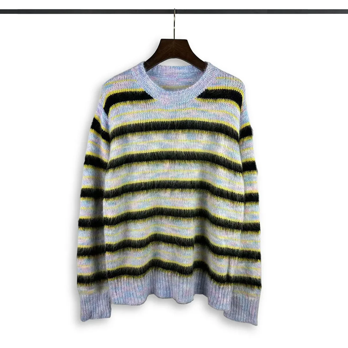 Color Match Striped Autumn and Winter Pullover Sweater for Men and Women Patchwork Baggy Crew Neck Streetwear Knitted Sweater