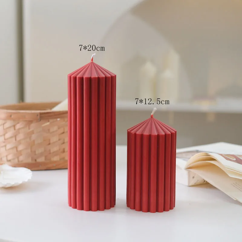 DIY Thick Striped Cylindrical Candle Mold DIY Peaked Conical Column Candle Making Tool Acrylic Plastic Mould Dinner Decoration