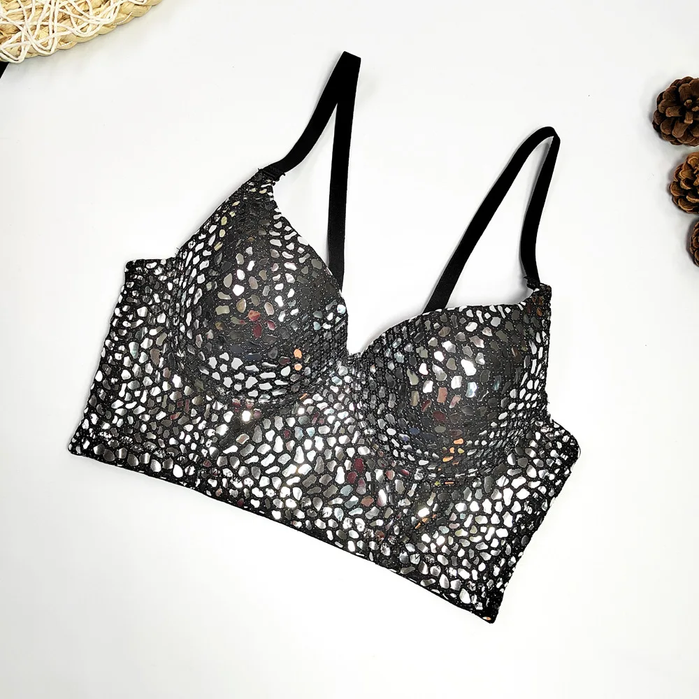 Biustonosz rybia ość na zamówienie do noszenia na zewnątrz, czysta pokusa, klub nocny DS, błyskawiczny, bez ramiączek, ultra krótki, odsłaniający brzuch, do tańca.