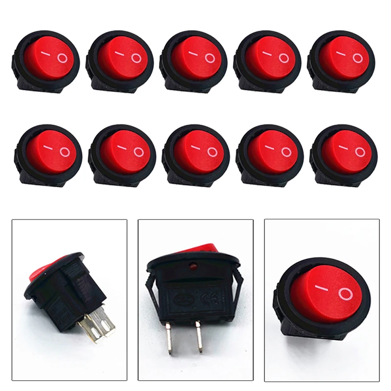 

10pcs KCD11 Diameter Small Round Boat Rocker Switches Black Mini Round Black White Red 2 Pin ON-OFF Rocker Switch Barcos Y Equip