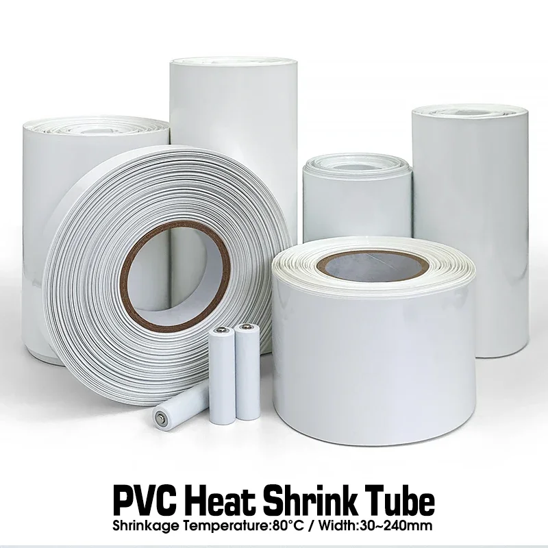 PVC Heat-Shrink Tubing Width 30~300mm Insulation Moisture Dust Proof 1M~10M  White  18650 Battery Wrap Lithium Case Cable Sleeve