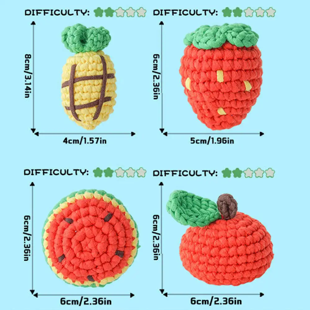 Strawberry Crochet Kit For Beginners With Video Tutorial Cotton Knitting Yarn Thread Needles Hook Knit Tool Set DIY Craft