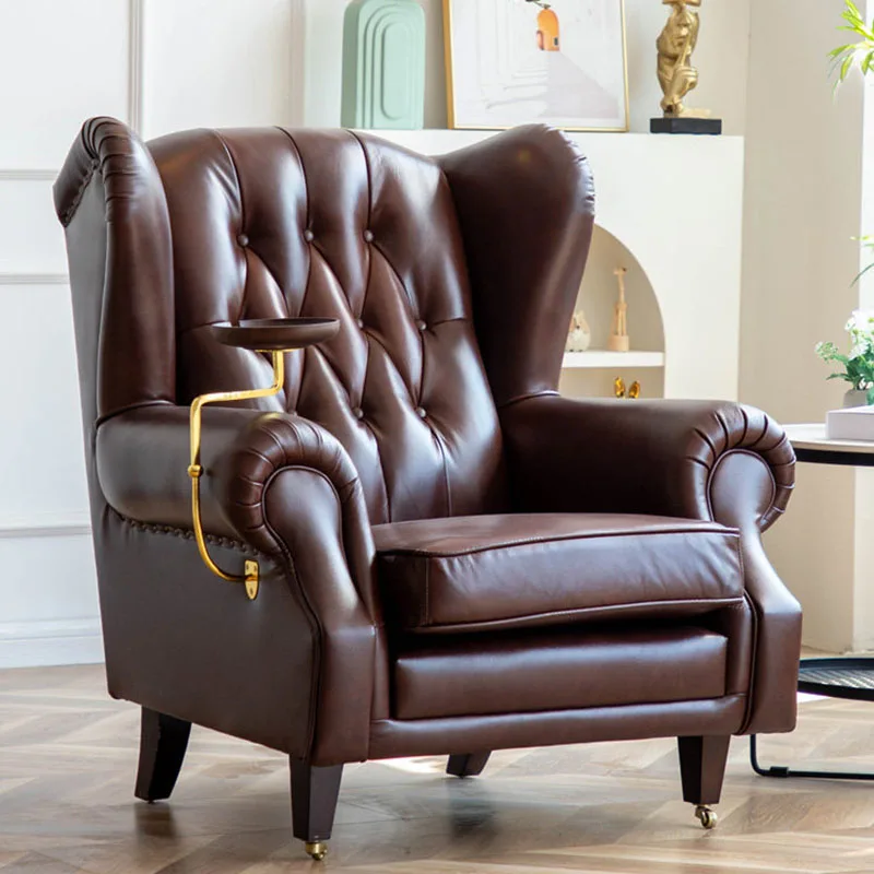 Leather Modern Living Room Chairs Arm Nordic Comfortable Salon Living Room Chairs Individual Vintage Poltrona Home Furniture
