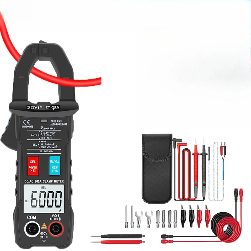 ZOYI ZT-QB9 Digital Clamp Meter DC/AC Current 6000 Counts Multimeter Ammeter Voltage Tester Car Amp Hz Capacitance NCV Ohm Test