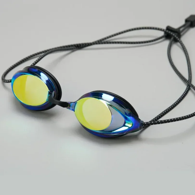 New Swimming Goggles Rope Head with Bright Color Electroplated Waterproof and Anti-fog Goggles Adult Outdoor Swimming Glasses