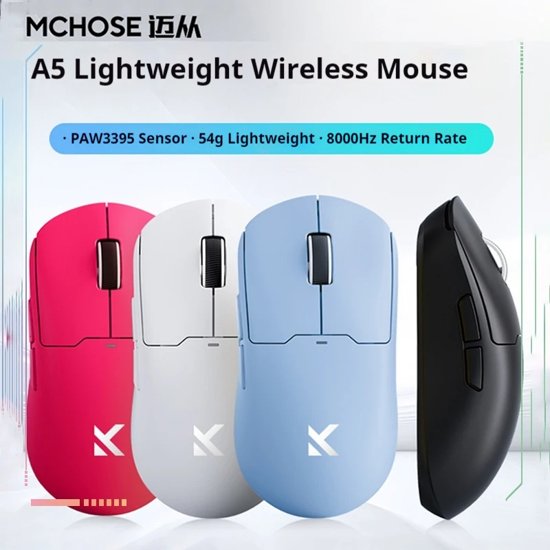 

Беспроводная игровая мышь Mchose A5, сверхлегкая, трехрежимная, Bluetooth Paw3395, киберспорта, совместимая с pro Max для офисного использования