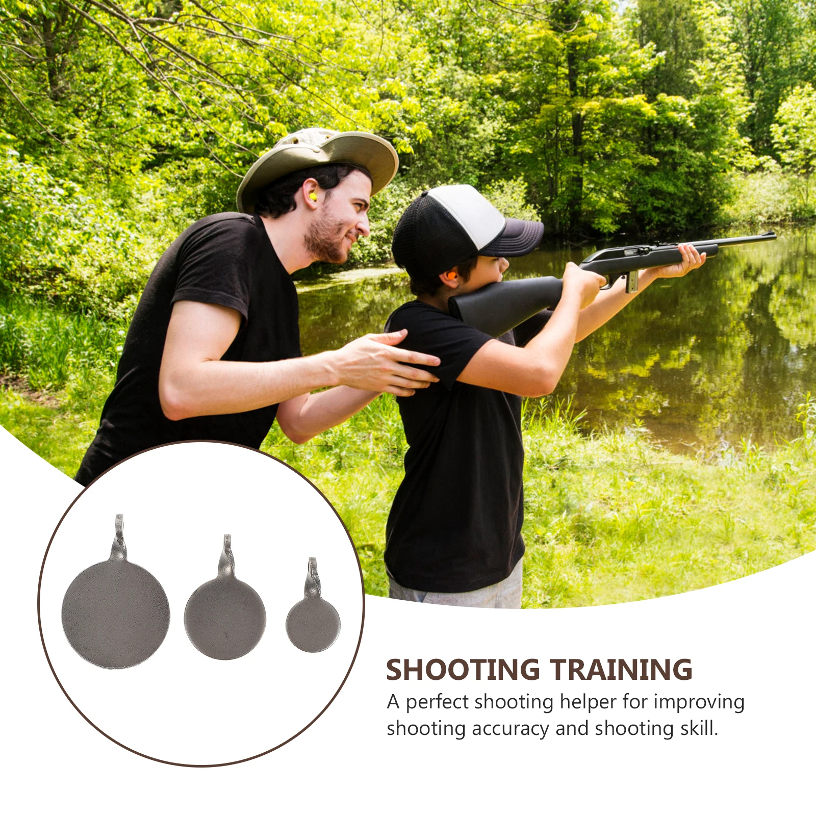 

Набор из 3 профессиональных мишень для стрельбы из нержавеющей стали, темно-серебристый, портативный, для тренировок на открытом воздухе, подвесной