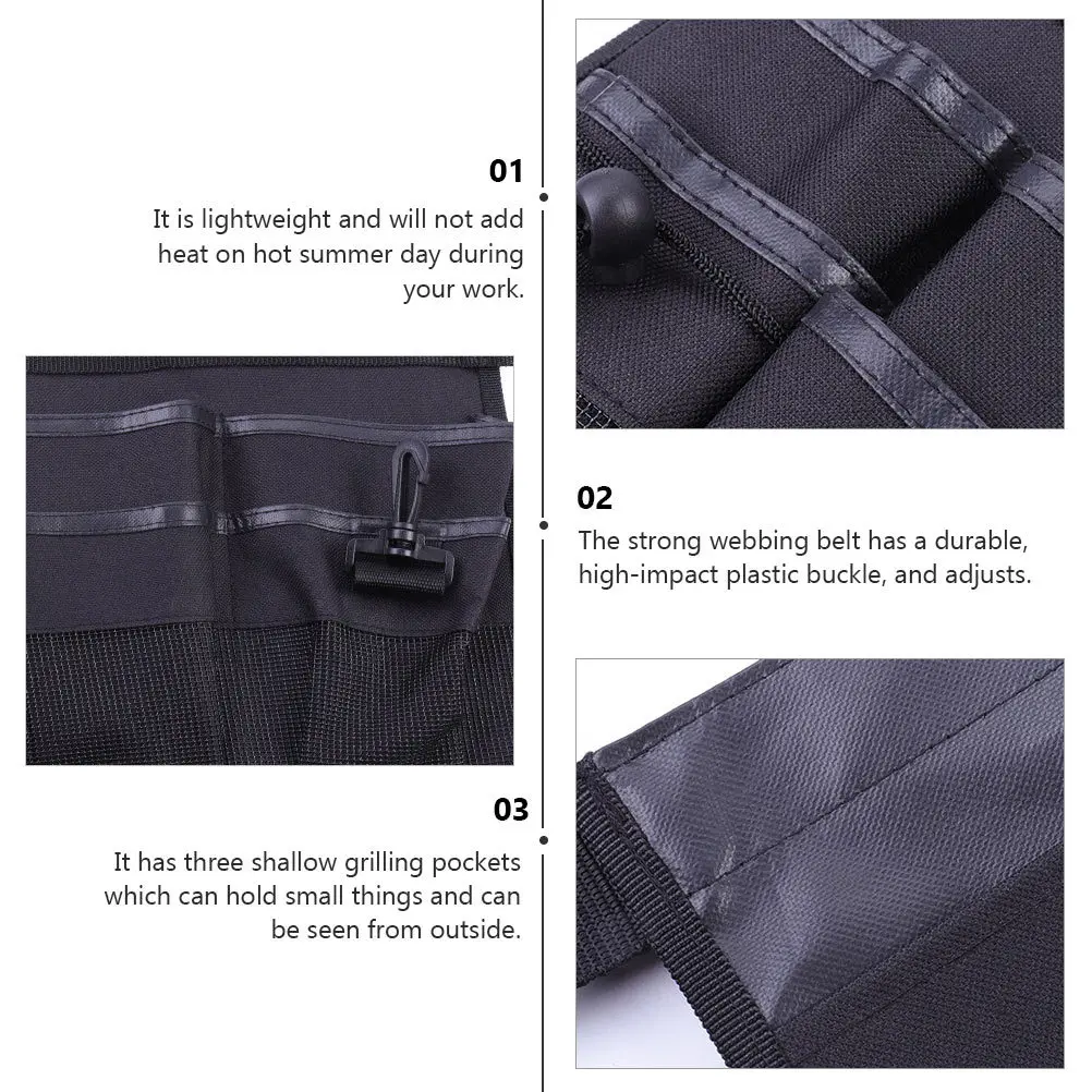 Sac de ceinture pour outils de jardinage, noir, robuste, réglable, taille de jardin, pochette suspendue, tablier à outils, sac de ceinture pour outils de jardinage