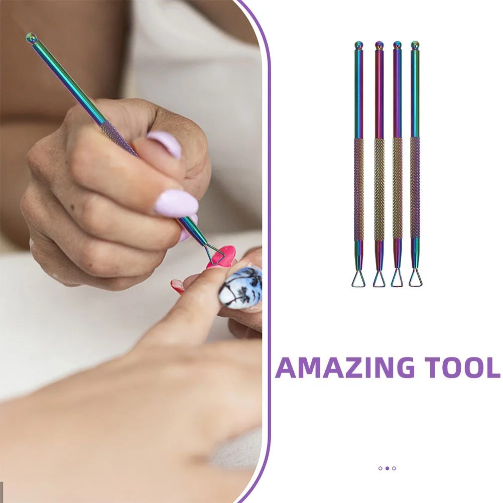 6 قطعة مجموعة انتهازي للبشرة المعدنية ومكشطة لإزالة طلاء الأظافر وحرفية دقيقة سهلة الاستخدام أدوات الأظافر للمنزل والصالون #6