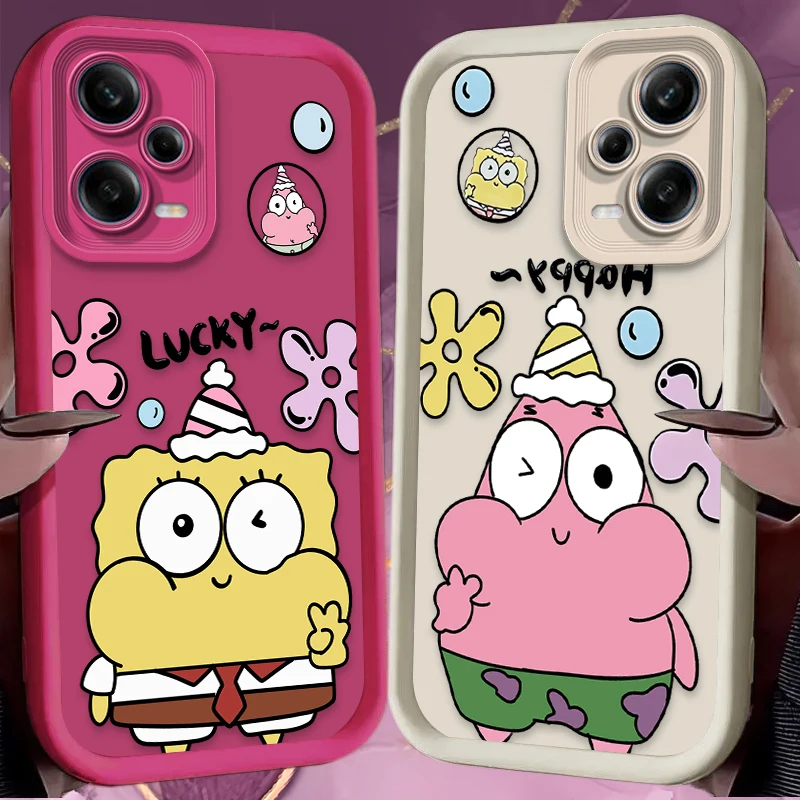 Anime SpongeBobs Phone Case for Xiaomi Redmi Note 13 12 11 Pro Plus 4G 5G 12S 11S 10S 10 9 9S 8 12C 13C A3 Soft Silicone Capa