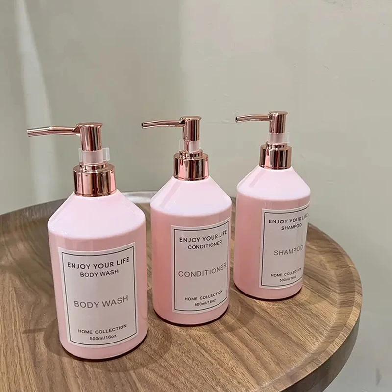 500 ml Bad Dekor Seifenspender Nachfüllbar Shampoo Conditioner Körperwaschspender Flasche Badezimmer Flüssigkeitsbehälter