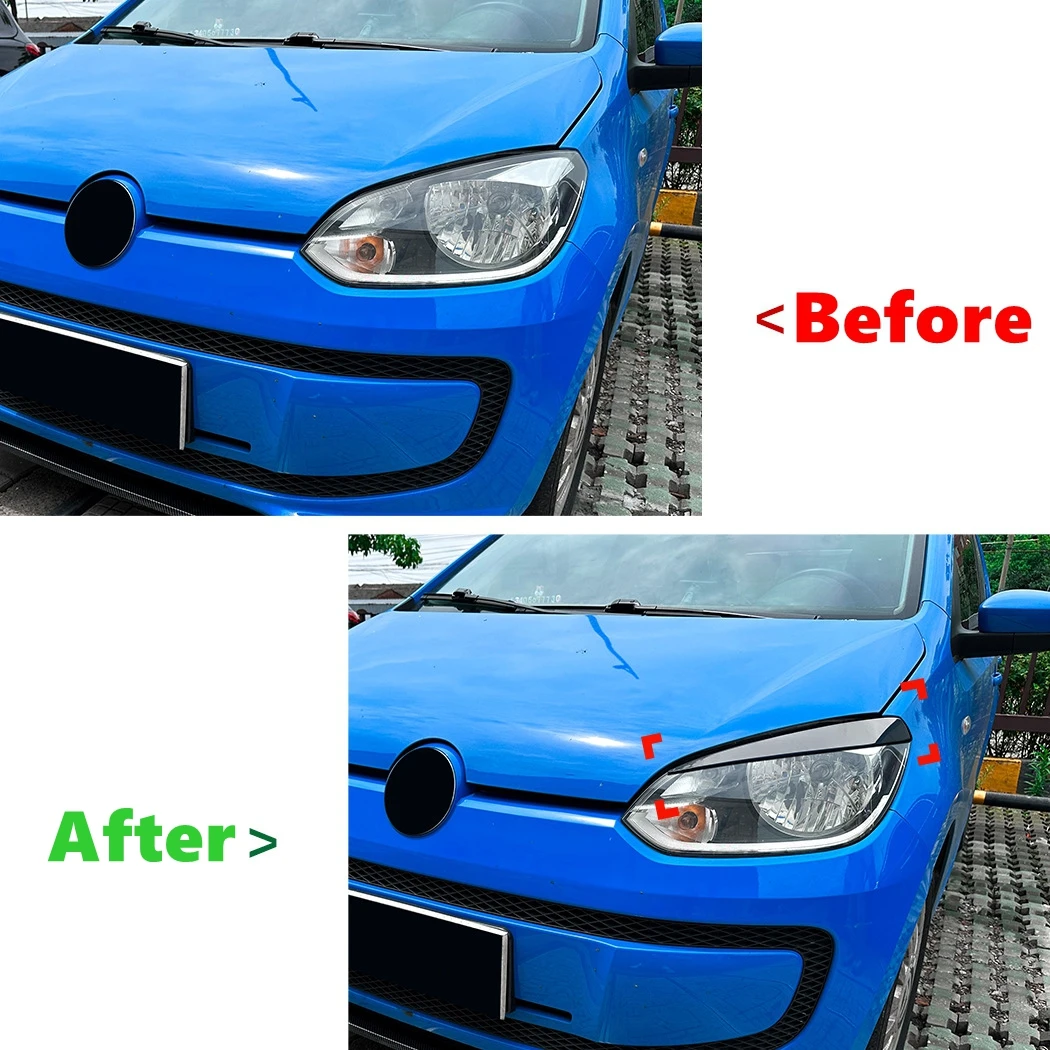 2Pcs Car Headlight Eyebrows Eyelid Cover Stickers For Volkswagen UP 2011 2012 2013 2014 2015 Body Kit Tuning