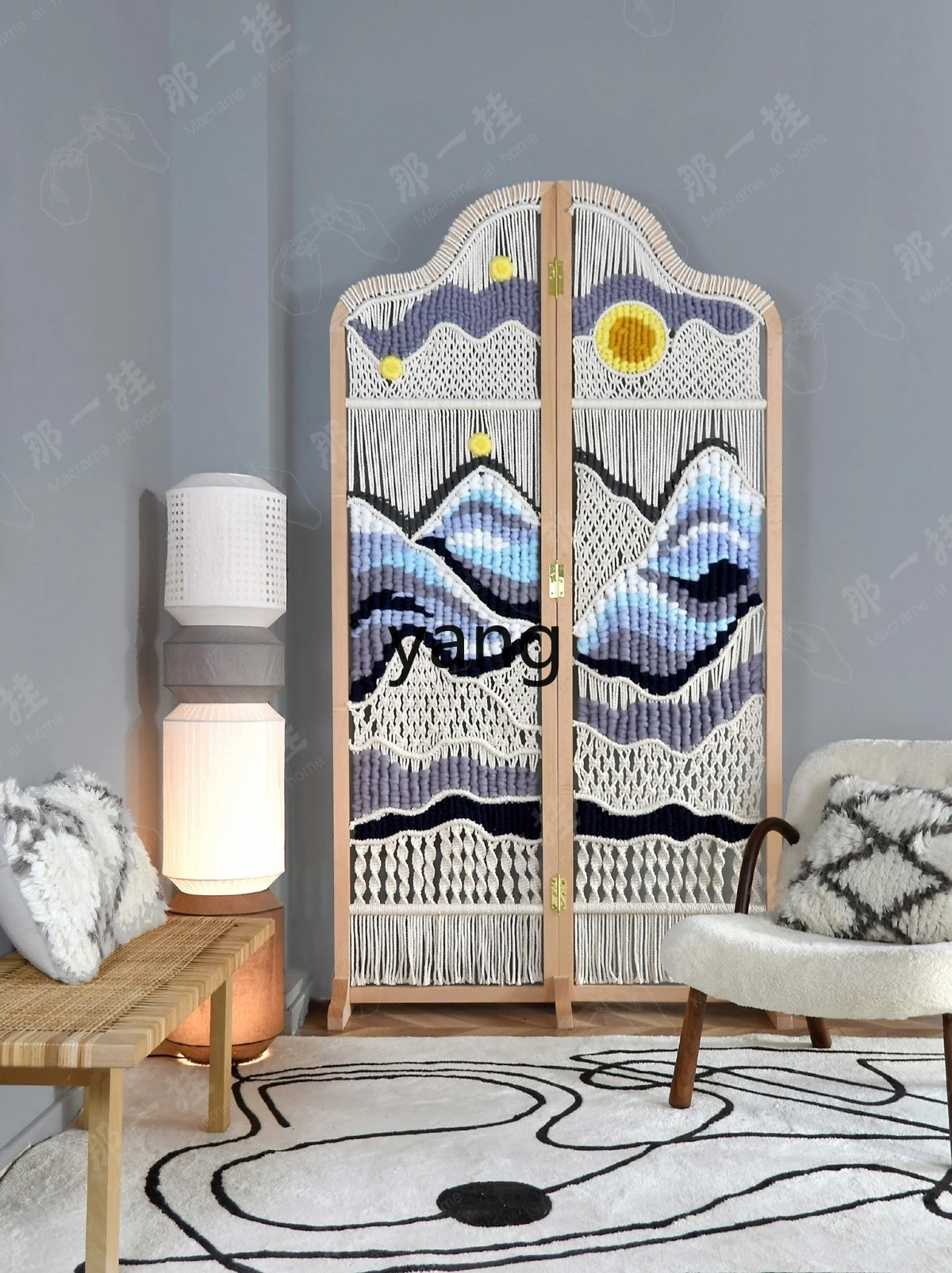 Yjq Original Design Hand-Woven Craft Subareas Screens Foldable Screen Hallway Living Room Art