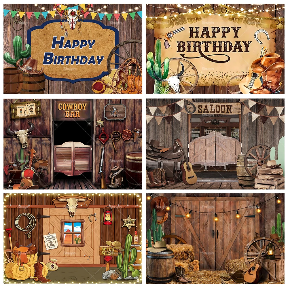 

Western Cowboy Horse Barn Backdrop Children's Birthday Party Decor Banner Rustic Farm Cowgirl Baby Shower Photography Background