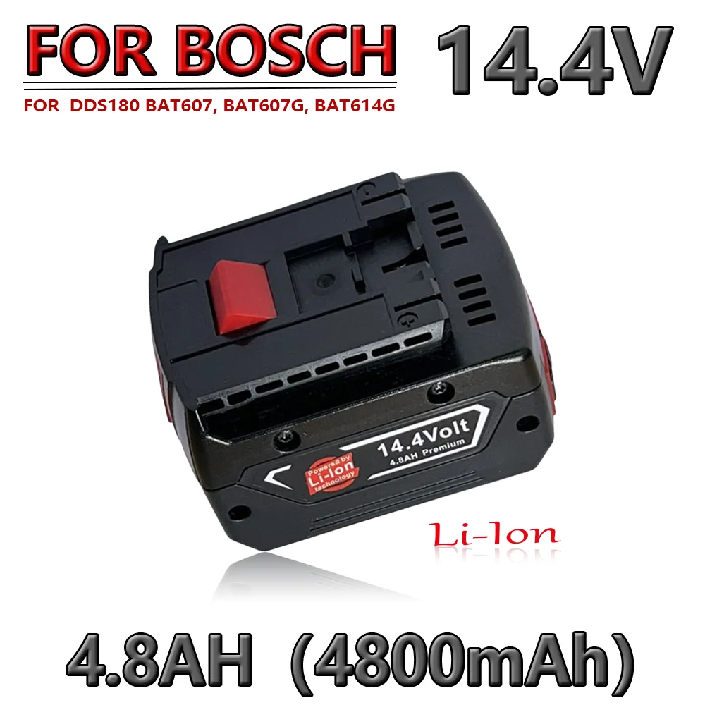 

Power Tool Battery 14.4v 4800mAh Rechargeable Battery for Bosch GBA GSR GSB BAT618 BAT609 BAT607, BAT607G, BAT614, BAT614G