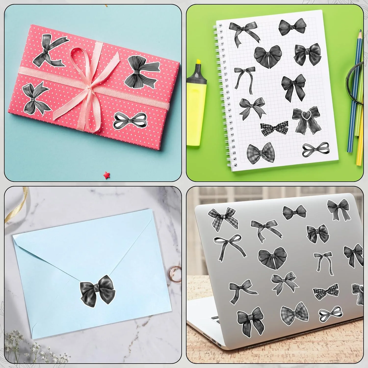 500Pcs/ 1 Roll Cartoon Bow Sticker Label Decoration Sealing Gift Box Sticker Label Stationery Sticker