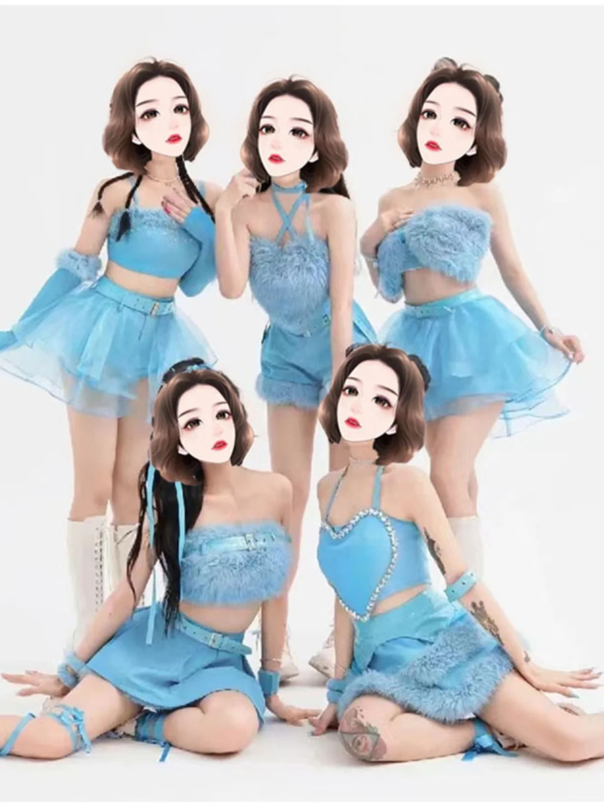 

Kpop Performance Outfit Women's Group M7 Practice Room New Dance Team Stage Set Bar Performance Chinese Manufacturer