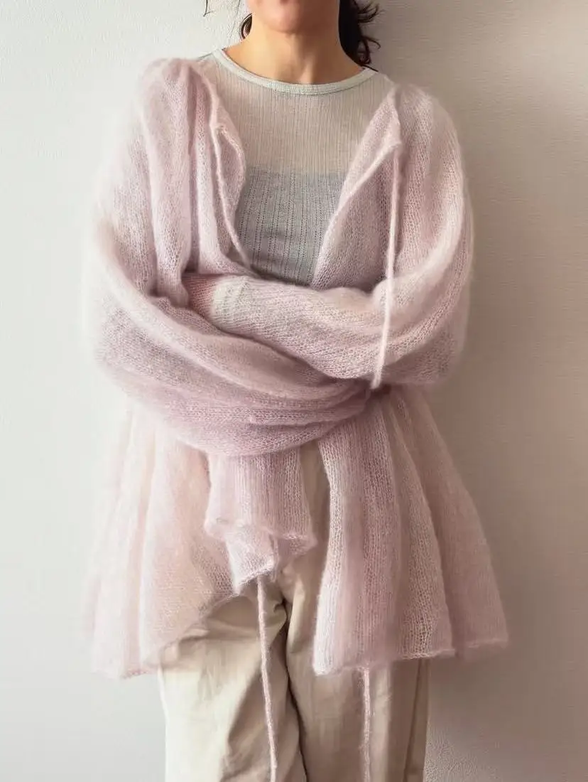 Korean style tie up sweater versatile, slimming, Korean style sweet atmosphere, Korean version with soft temperament