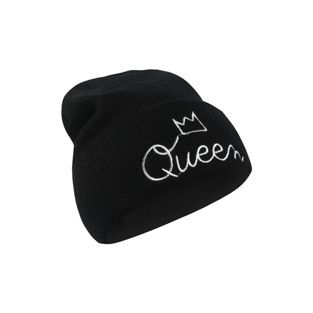 

Letter Embroidered Unisex Knitted Beanie Cap Warm Stretch Ski Hat Black Lightweight Outdoor Cycling Cap for Men Women