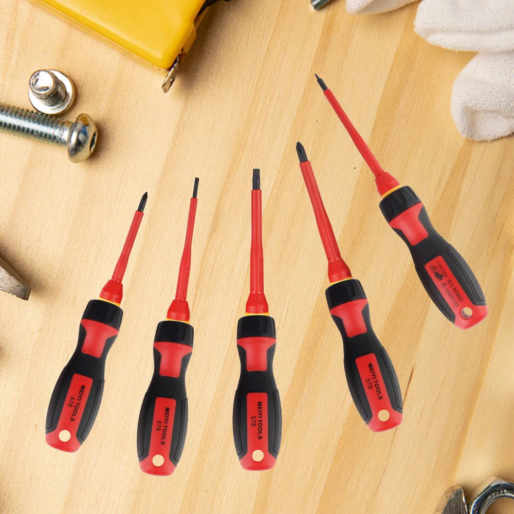 Conveniente Plum Blossom Head, cabeça com fenda com caixa, magnético isolado chave de fenda, ferramentas eletricistas, 1000V, 7pcs por conjunto