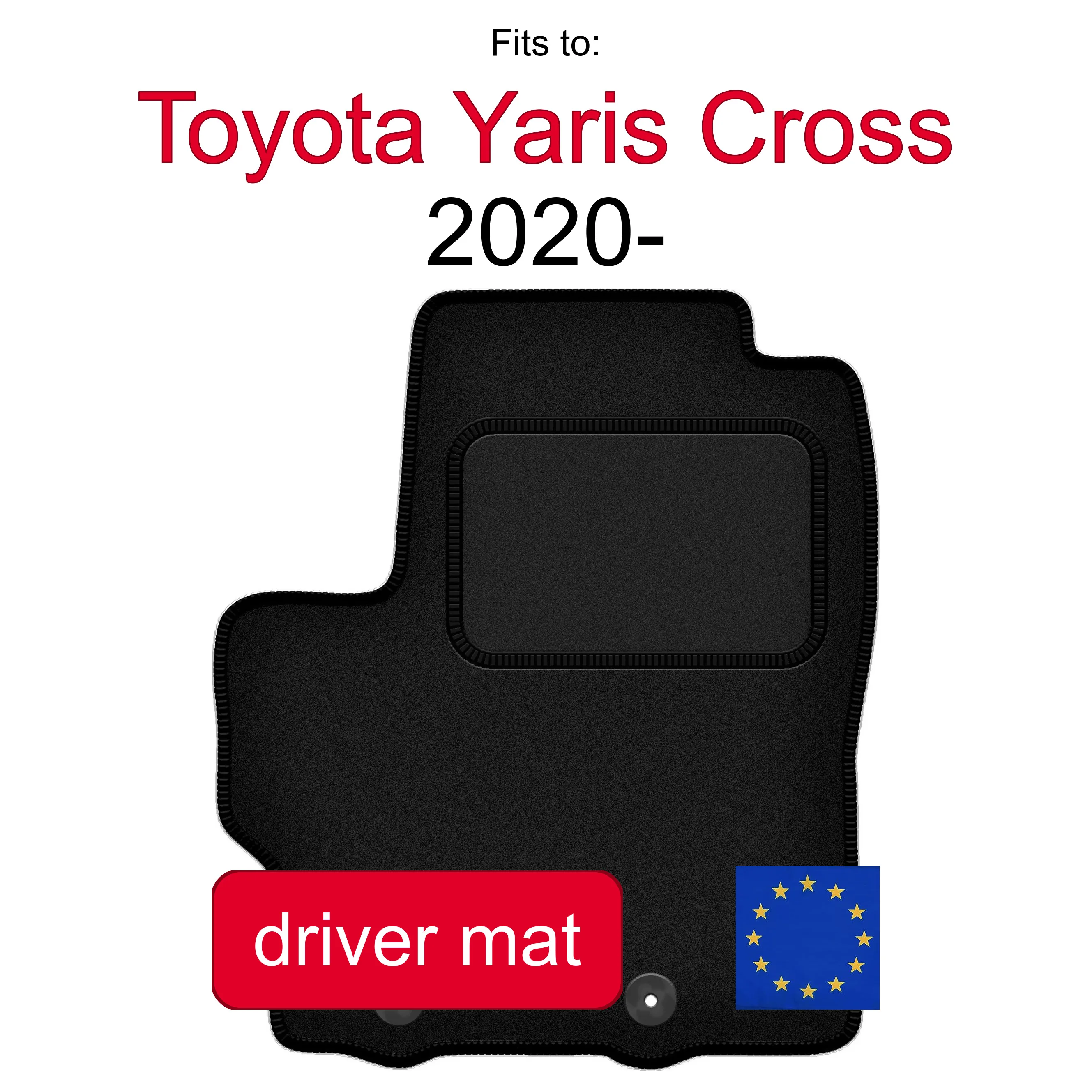 Velour tapijt voor de bestuurderszijde voor Toyota Yaris Cross crossover (2020-) - Zwart, passend (1 stuk)