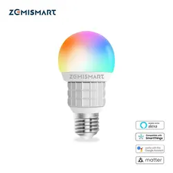 Zemismart WiFi Matter-lampadina a LED certificata RGBCW Smart E27 lampada dimmerabile 7W Siri Google Home Smartthings Alexa