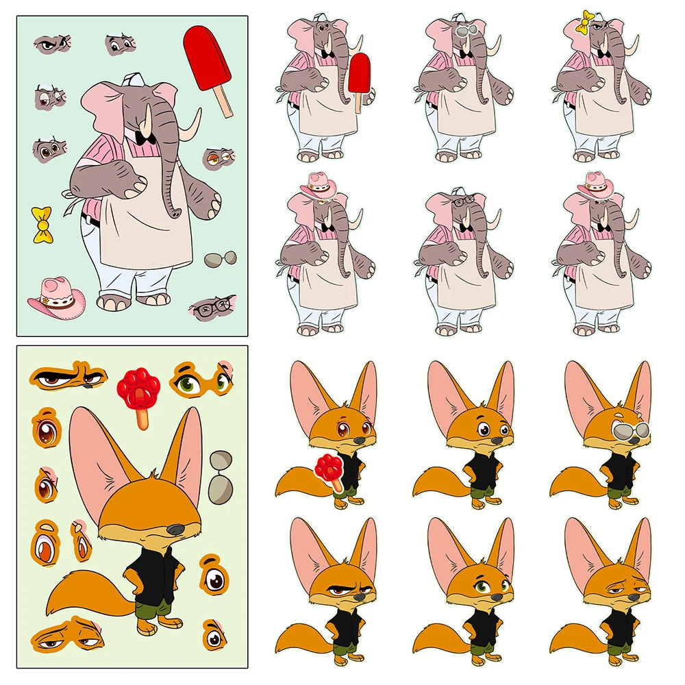 6/12 ورقة اصنع وجه DIY بها بنفسك ديزني زوتوبيا لغز ملصقات لطيف الكرتون جودي نيك تجميع بانوراما الشارات هدايا الديكور الطرف #6