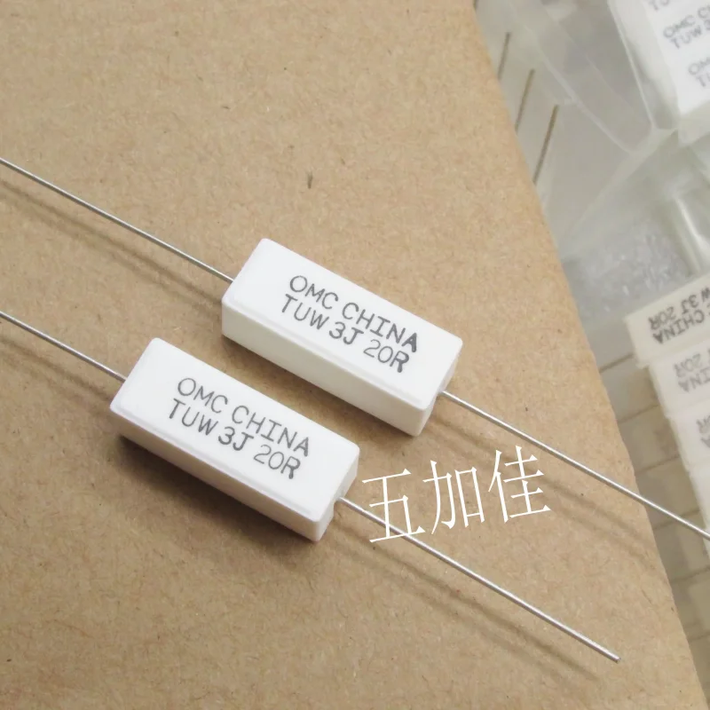 10-100pcs imported 3W20RJ TUW3J20RE 3W 20R 5% copper wire winding axial cement frequency division ceramic resistor