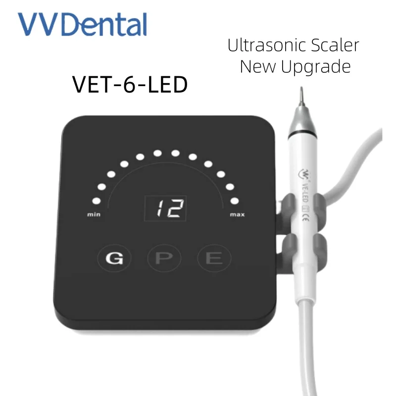 VVDental Portable Ultrasonic Scaler with Removable LED Handle and 5pcs Tips NEW Touch Ultrasound Dental Whitening Machine VET-6