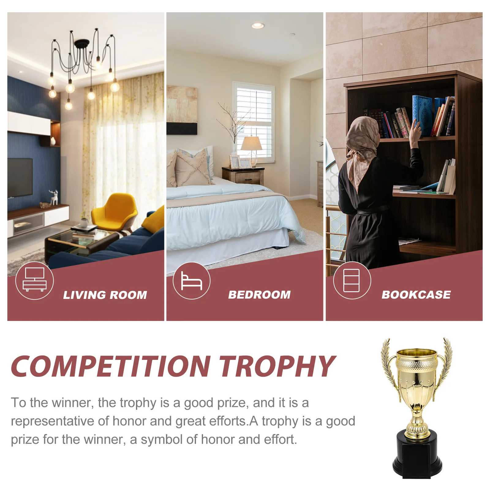 

1pcs Large Universal Trophy Cup For Sports Competition Award Pvc Material Golden Large Size Decorative Contest Winner
