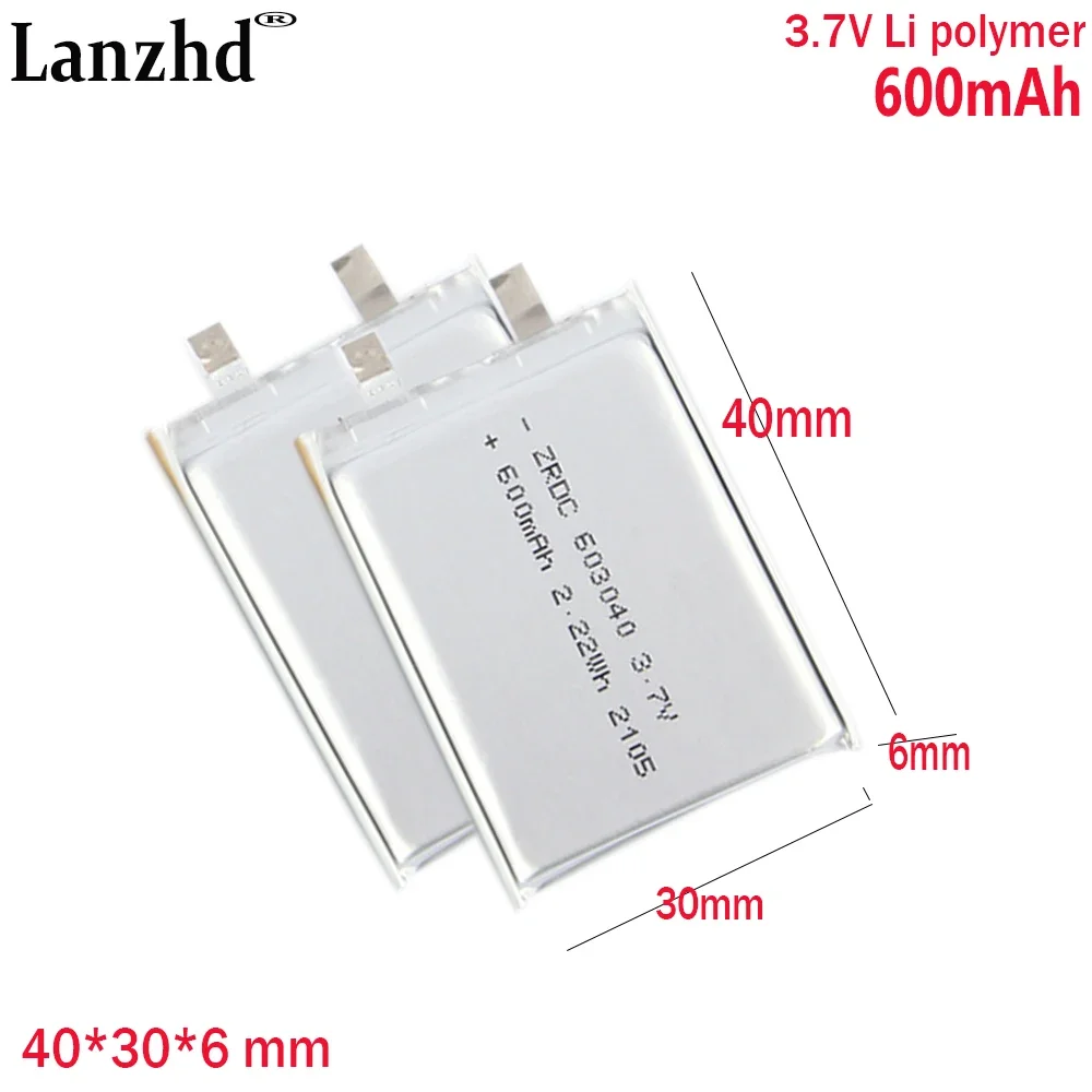 

3.7V 800mAh Lithium Polymer Li Ion Battery Lipo Cells For Speaker Alarm GPS MP3 MP4 Toy DIY 603040 553040 603139 123040 653040